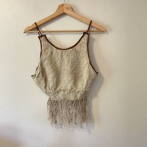MSGM Women’s Fringe Linen Boho Festival Tank NWT Sz 40